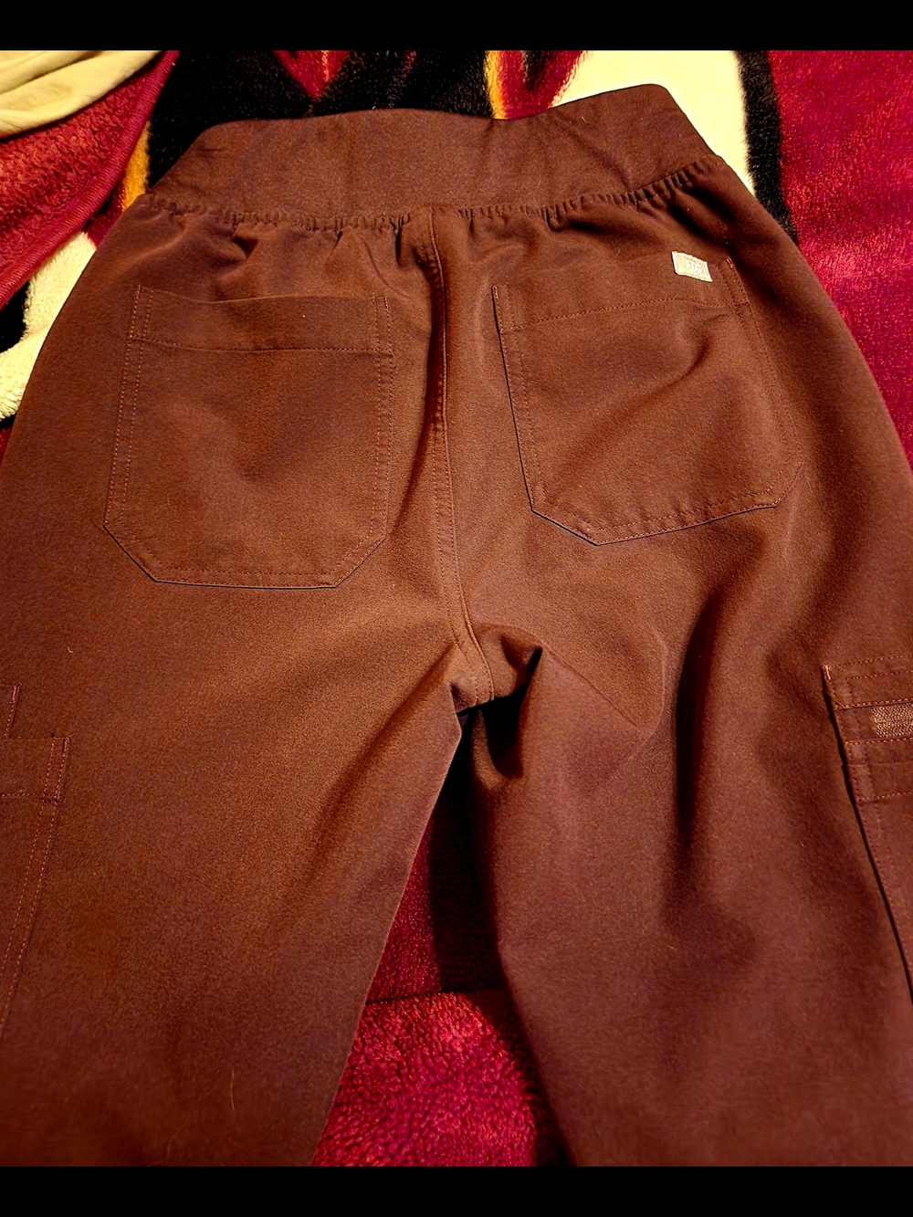 Figs Women's Hard to Find Espresso Brown Scrub Pants with Maroon Drawstrings - Picture 7 of 7